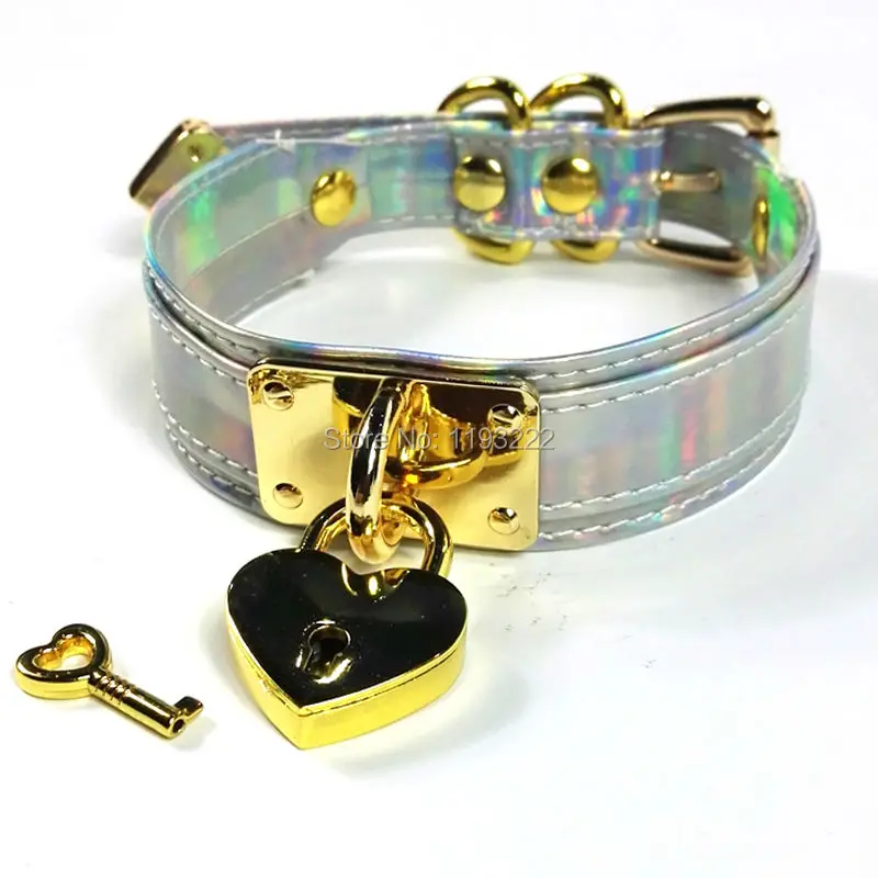 Ручная работа панк готический голографический чокер замок с медальоном Лазерная