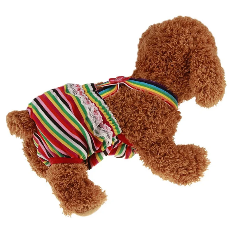 Striped Pet Dog Shorts Diaper Sanitary Physiological Pants Washable Female Short Panties Menstruation Underwear Briefs