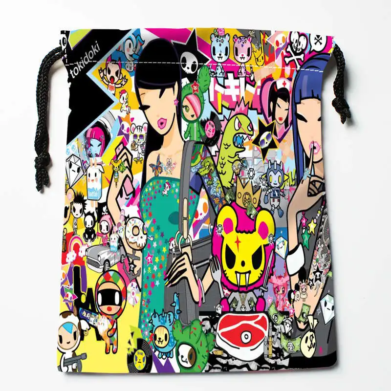 Новое поступление Tokidoki Сумки на шнурке на заказ для хранения с принтом, сумки для хранения, размеры 18X22 см - Цвет: Белый