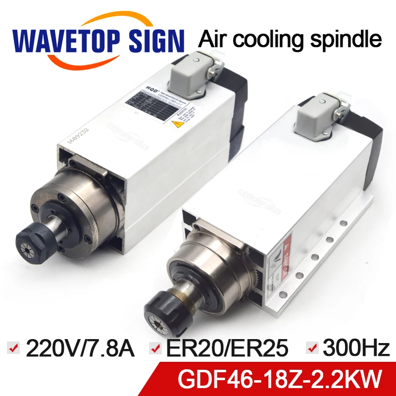 GDF46 18Z 2.2 шпинделя воздушного охлаждения 2.2kw 220V 7.8A 18000rpm 24000rpm 300HZ гайка патрона ER20