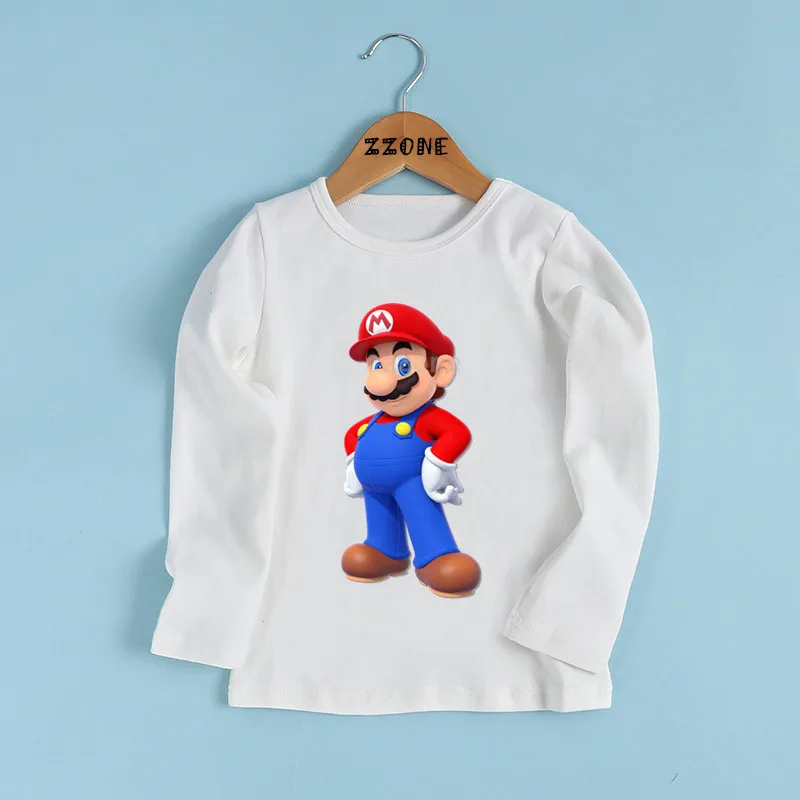 Детская забавная одежда с изображением Марио футболка принтом из мультфильма