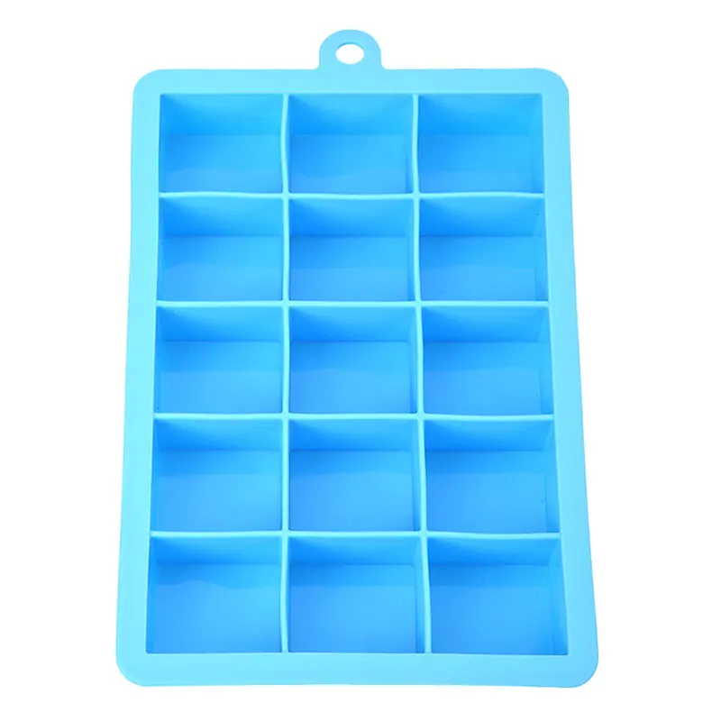 Blue 15 решеток, большой кубик льда, лоток для льда, силикагель, квадратная форма, сделай сам, форма для льда, аксессуары для кухонного бара, 5 цветов - Цвет: Blue