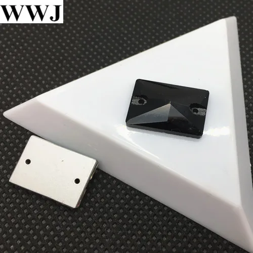 black 8x10,10x14,13x18,18x25 мм, все размеры, цветные стеклянные кристаллы прямоугольной формы, пришитые Стразы с плоским основанием, 2hols Seewing Jewelry Beads - Цвет: black