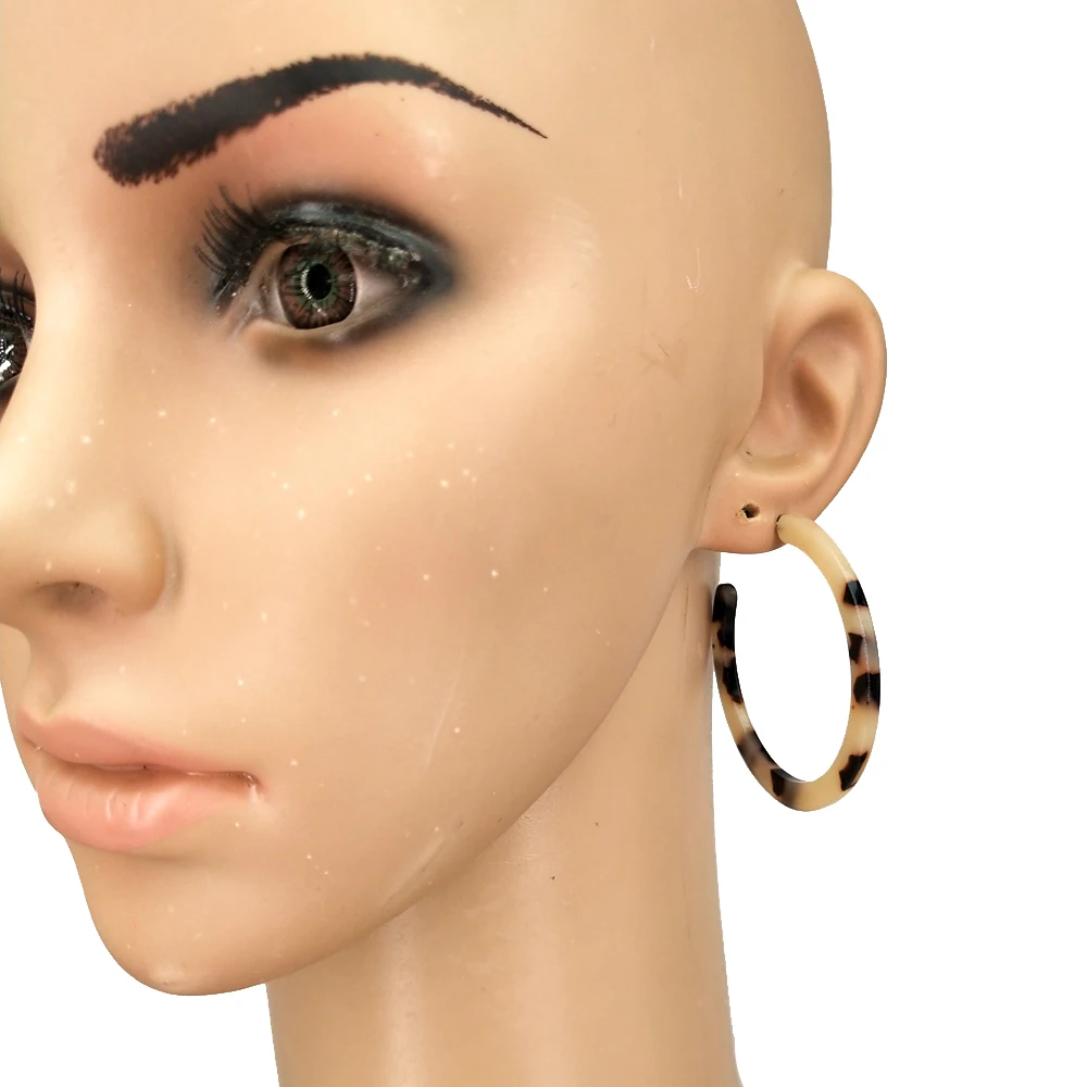 Qusfy 2018 Fashion Geometric Leopard Grain Tortoise Shell Big Acrylic Earrings C-shape 5cm Acetate Drop Earring ec | Украшения и