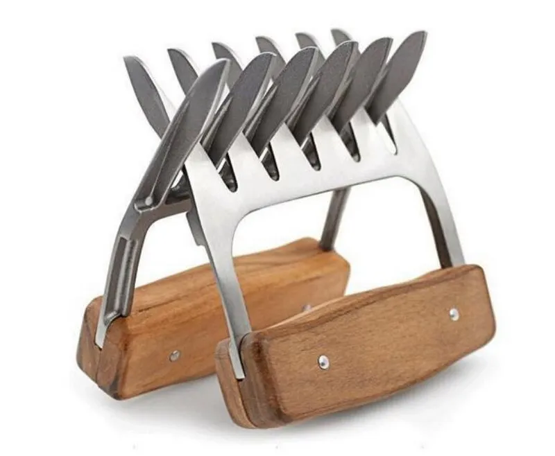 

kitchen Anti-scalding bear claws with wooden handles Meat-stripping utensils BBQ fork