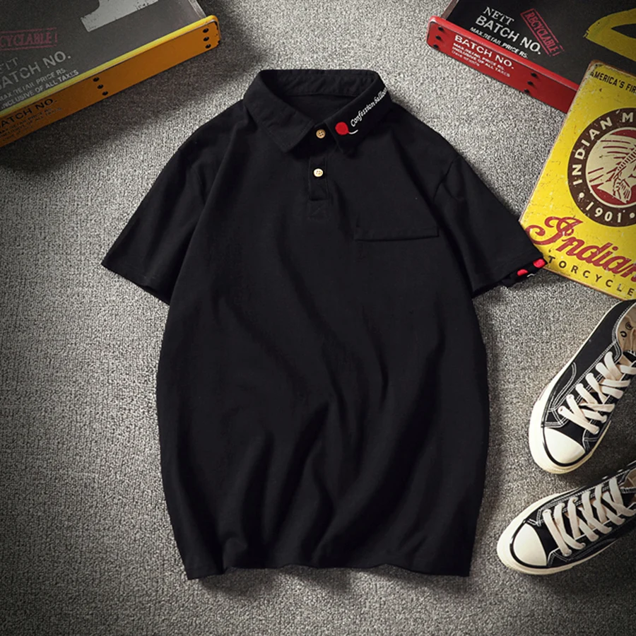 Мужская рубашка поло Однотонная в японском стиле хип хоп для лета 2019|Поло| |
