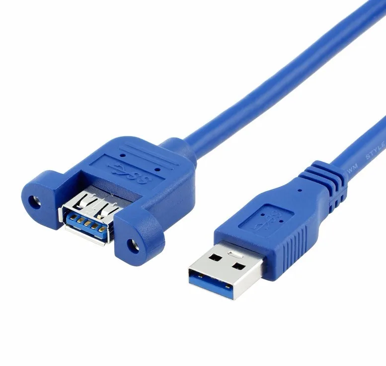 

USB 3.0 Male to Female Extension Cable with Panel Mount Screw hole lock connector adapter cord for computer (With screws)