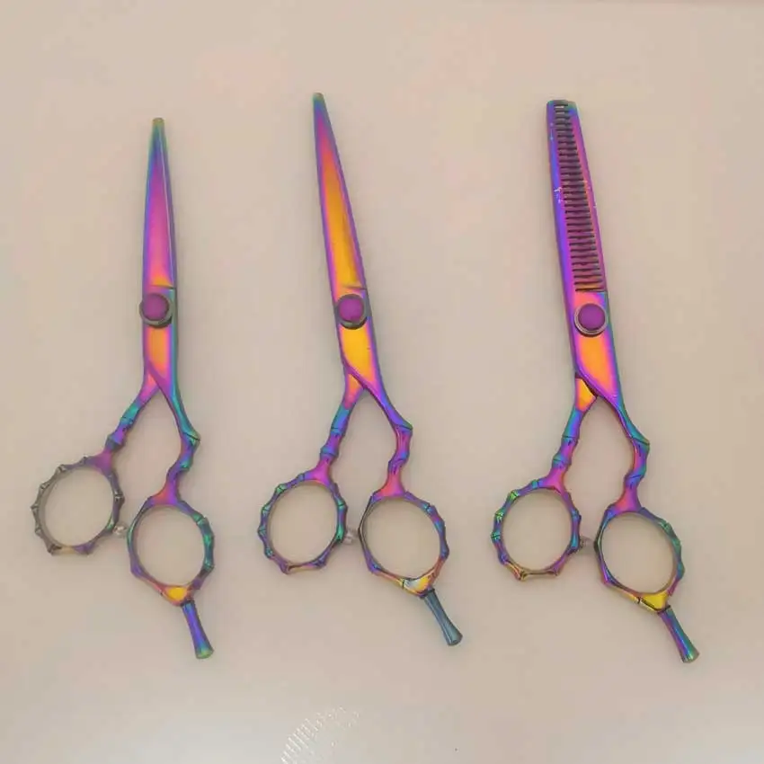 

Rainbow scissors set Japan 440C professional high quality hairdressing Scissors salon hair cutting thinning scissors