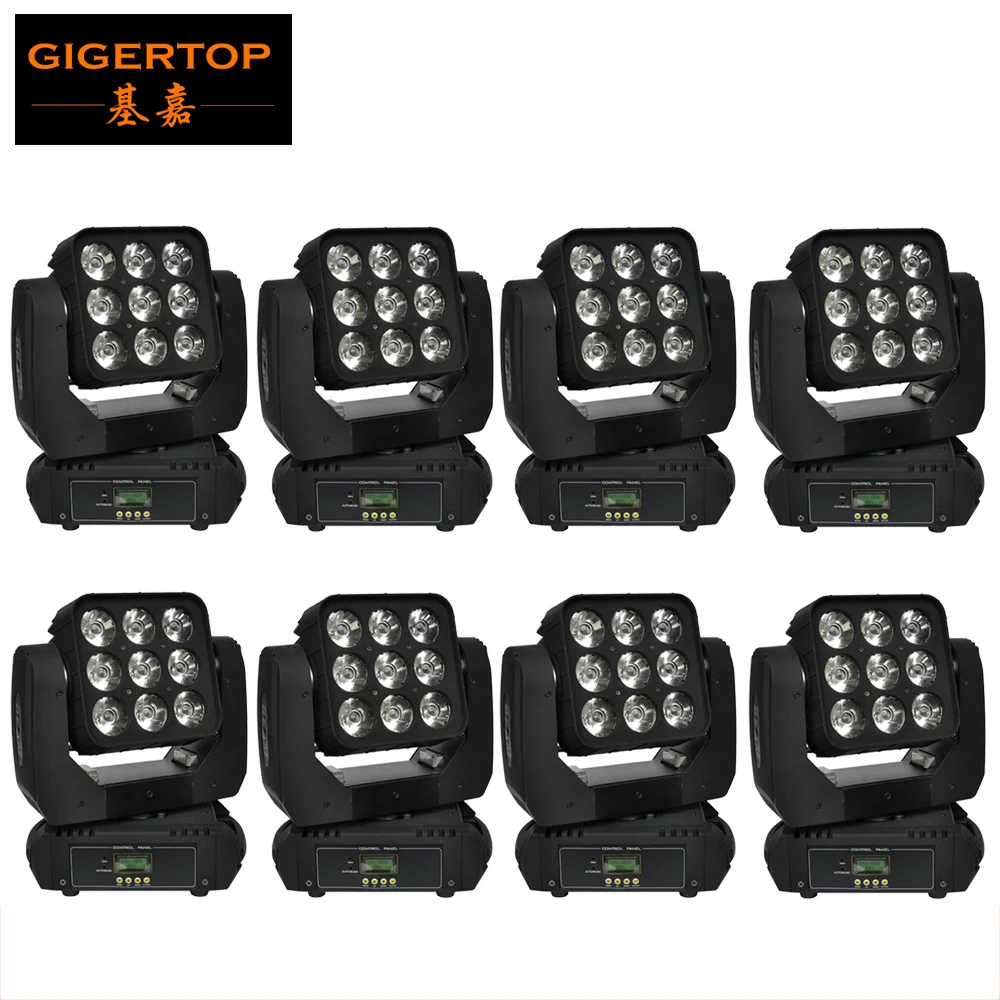 

TIPTOP 8pcs/lot Guangzhou New led Stage Light 3x3x10W rgbw 4in1 LED matrix beam moving head light AC110V-240V DMX 16/47 channel