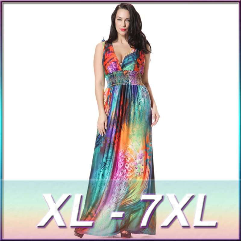 Женское длинное платье с V образным вырезом без рукавов|dress 6xl 7xl|dress 6xllong beach dress |