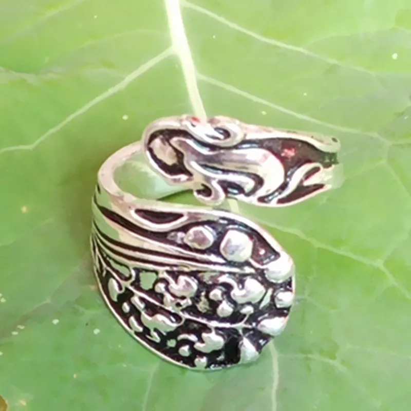 Утренняя Слава цветок Gorham Винтажное кольцо в виде ложки с бабочкой античное