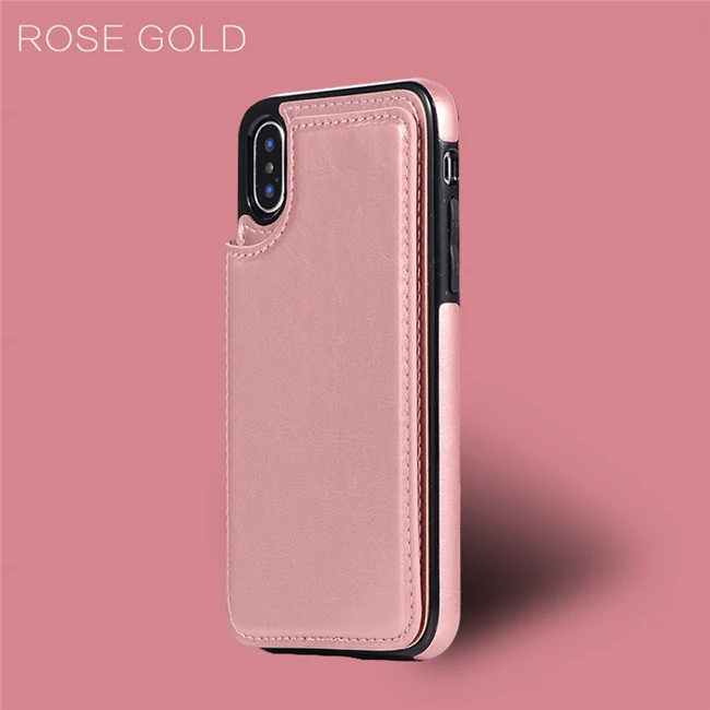 rose gold Чехол-бумажник из искусственной кожи в стиле ретро для iPhone X, 6, 6 S, 7, 8 Plus, 5, 5S, SE, мульти держатель для карт, чехол-подставка для iPhone 11 pro, XS, MAX, XR, чехол - Цвет: rose gold