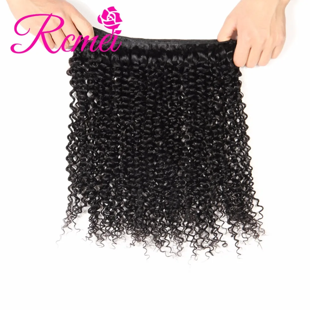 Rcmei перуанский странный вьющиеся Волосы remy 100% человеческих волос пучки