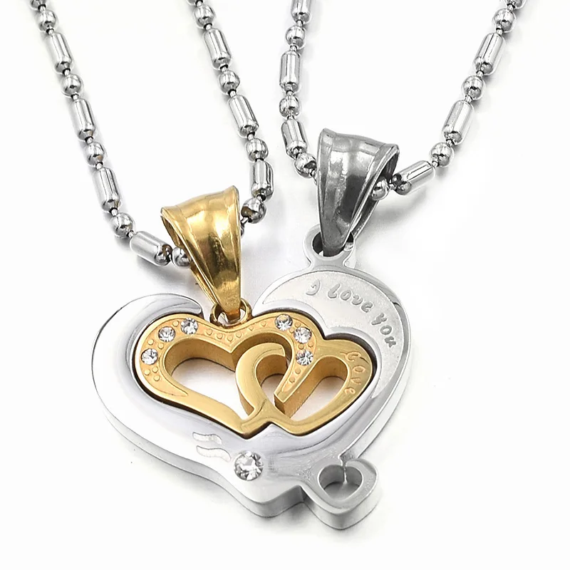 &quotI Love You&quot Hearts Jigsaw Puzzle Couple Necklace Stainless Steel Pendant For Men Women Jewellery Party Gift 2019 Jewelry |