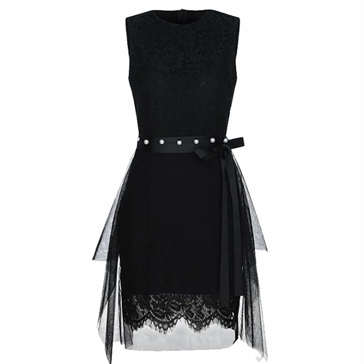 Женское кружевное платье-жилет облегающее платье без рукавов с высокой талией и
