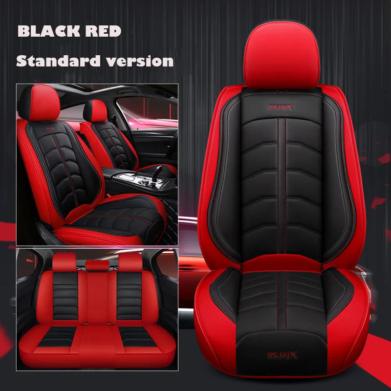BLACK RED Универсальные автомобильные чехлы из искусственной кожи для chevrolet lacetti captiva sonic spark cruze аксессуары niva aveo epica Авто stylin - Название цвета: BLACK RED