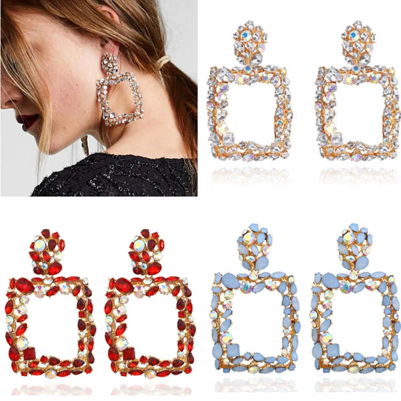 Женские квадратные серьги DIEZI роскошные геометрические золотого цвета с