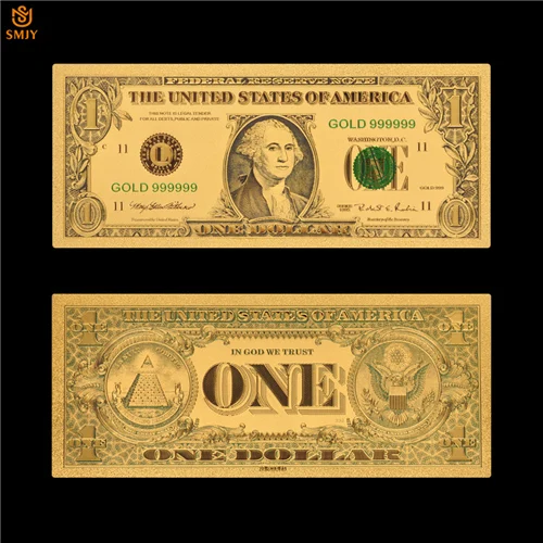 1875 США сувенир Золотая банкнота$1000 доллар цвет Позолоченные деньги бумажная банкнота для сбора - Цвет: 1 Dollar(C)