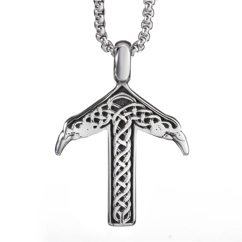 Elfasio Mens Stainless Steel Chain Viking text Silver Pendant with 45-90cm Necklace Jewelry | Украшения и аксессуары