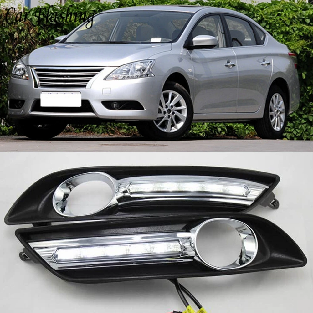 Автомобильный мигающий 2 шт. для Nissan sentra Sylphy 2012 2013 светодиодный DRL дневные ходовые огни дневной свет желтый указатель поворота