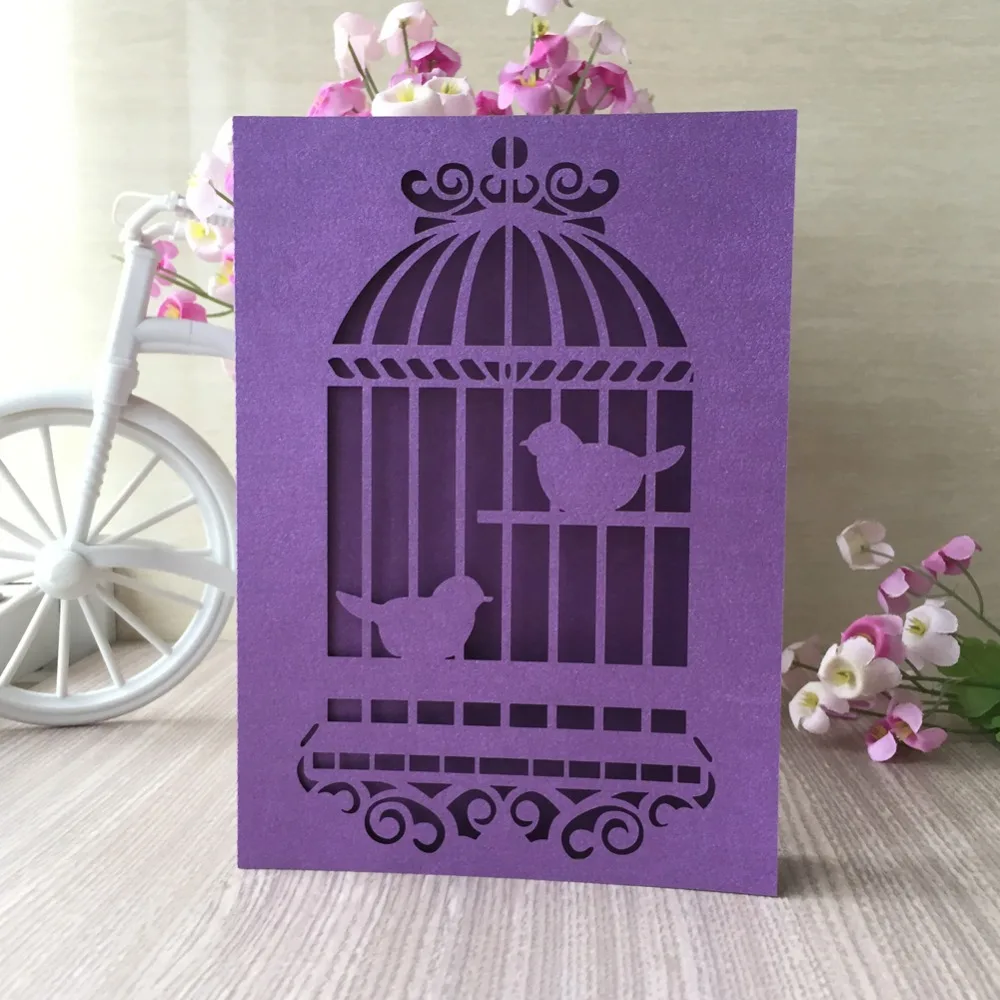 Свадебные пригласительные открытки с лазерной резкой в деревенском саду 50