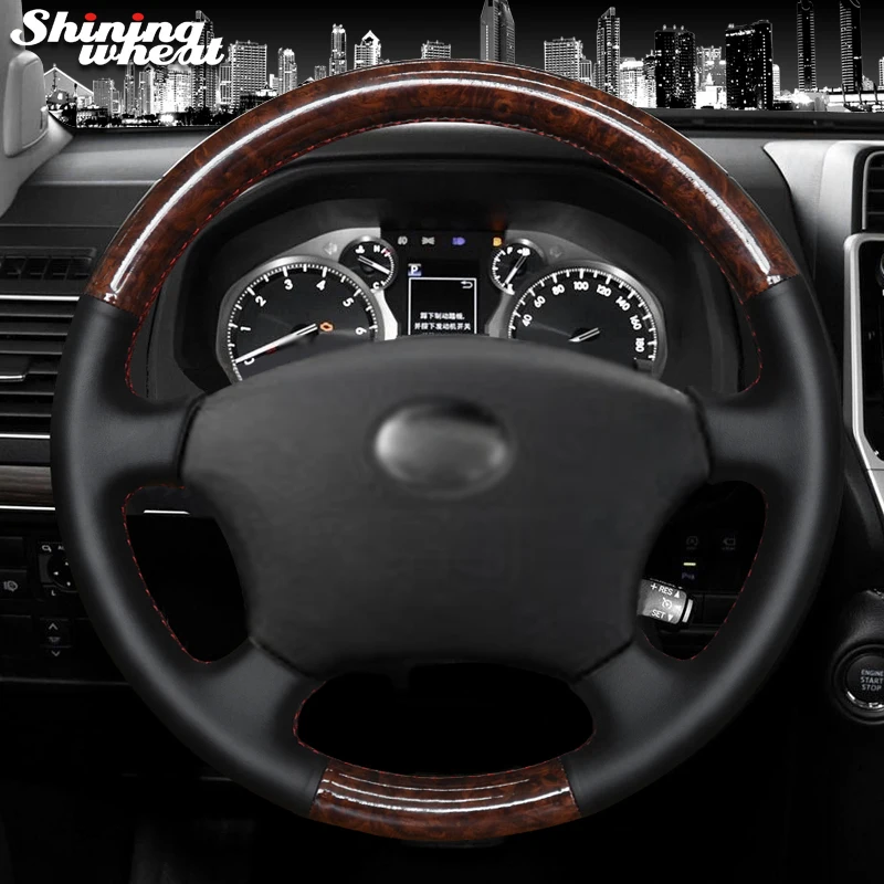 

Black Genuine Leather PU Carbon Fiber Steering Wheel Cover for Toyota Land Cruiser Prado 120 2004-2009 Land Cruiser 1995-2007