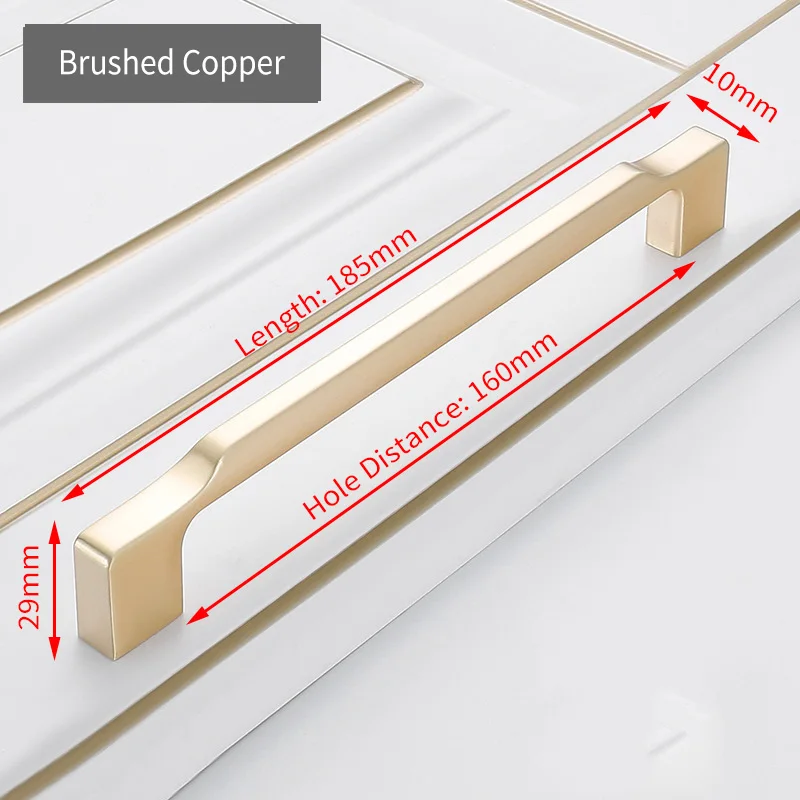 Brushed Copper 160mm KAK цинковый сплав жемчужно-серая золотая для шкафа ручки твердые ручки для ящиков кухонный шкаф двери тянет Мебельная ручка фурнитура для шкафа - Цвет: Brushed Copper 160mm