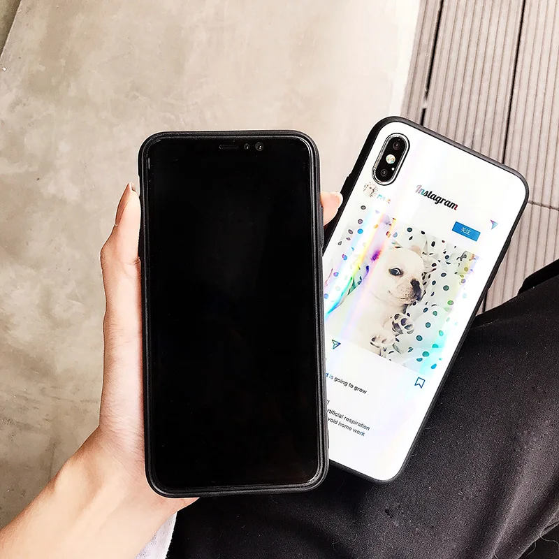 Роскошный чехол для iPhone 7 Plus из закаленного стекла милая собака мультяшная крышка