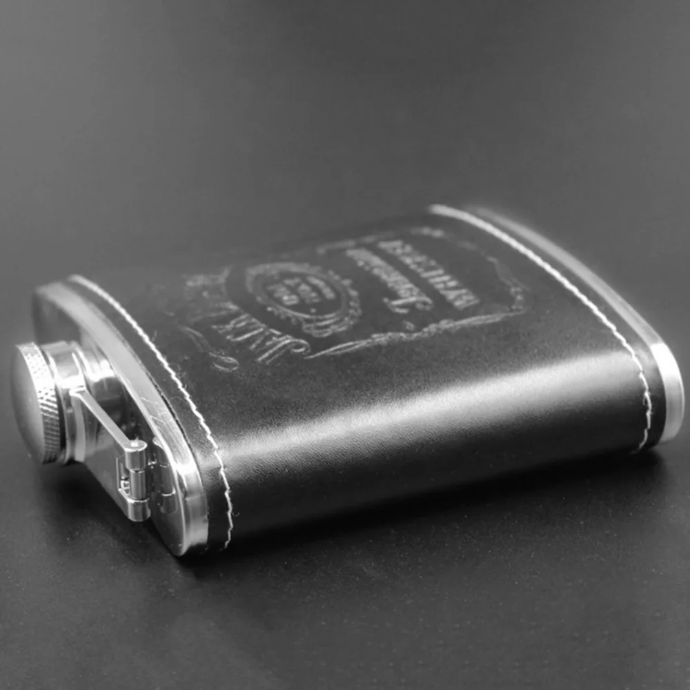 Портативный 6 унций Нержавеющая сталь Кожа фляга вино пиво алкоголь виски