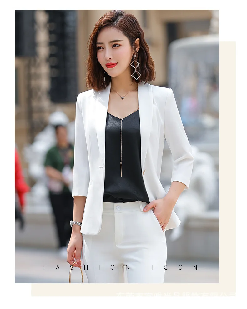 Professional women's suits autumn new five-point sleeves solid color Slim suit temperament casual trousers