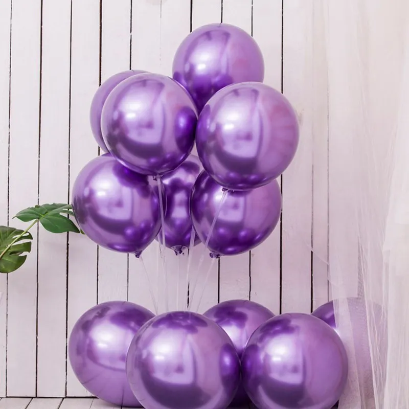 Purple 10 шт. 12 дюймов хромированные шары из латекса цвета металлик хромированные латексные воздушные шары для свадьбы вечеринки декор для дня рождения украшения Globos - Цвет: Purple