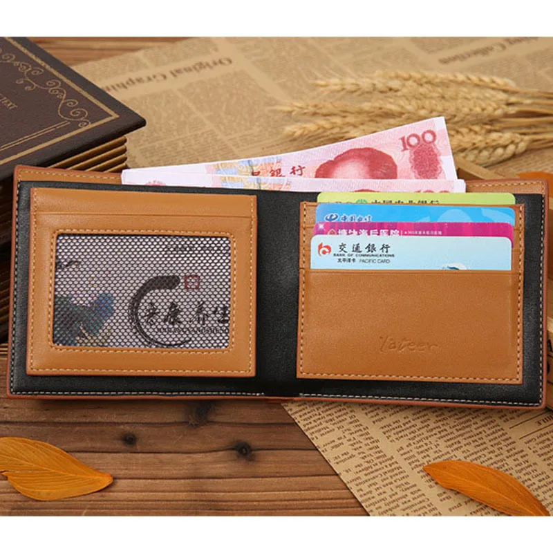 Повседневный кошелек из натуральной кожи для мужчин бумажники двойного сложения