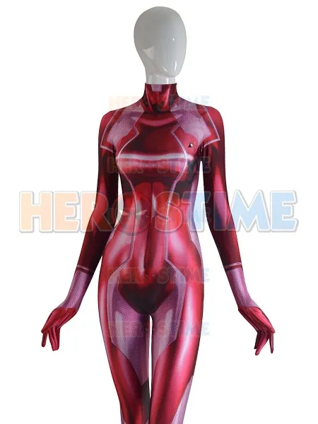 Костюм для косплея Samus Zero с 3D принтом костюм супергероя из спандекса красного