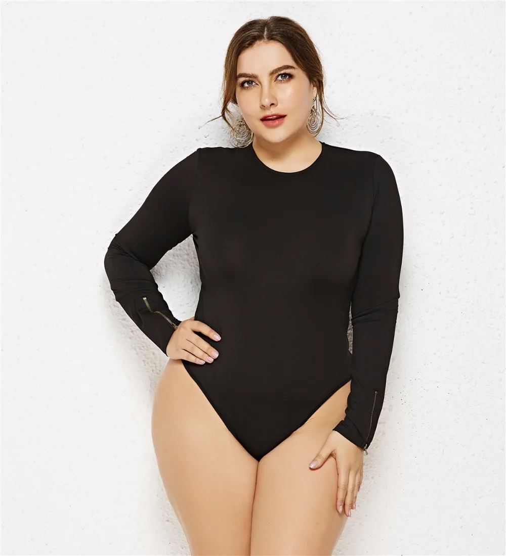 5XL6XL повседневные Комбинезоны для женщин с длинным рукавом и круглым вырезом