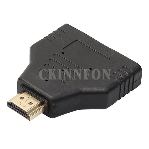 100 шт./лот черный практичный HDMI совместимый штекер на 2 гнезда 1 в Выход