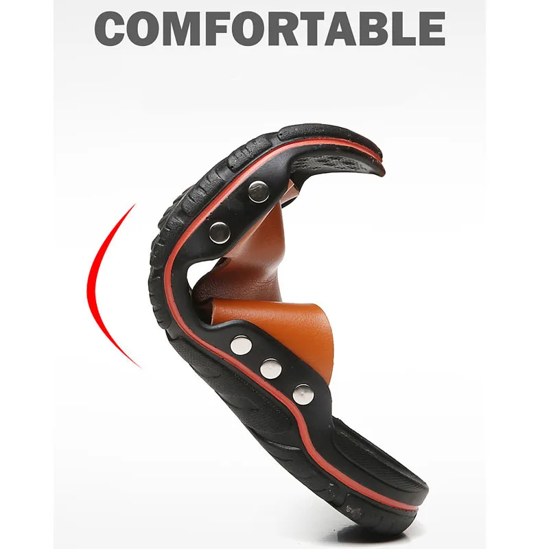 CAMEL JINGE Brand Men Outdoor Beach Slippers Sports Shoes Summer Breathable Leather Walking Men Shoes Klapki Basenowe