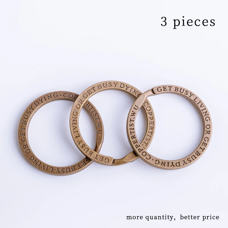 3 pieces Coppertist. wu 30 мм ручной работы буквенный брелок круглый Сплит брелки брелок с латунный компас, брелок для ключей брелок - Цвет: 3 pieces