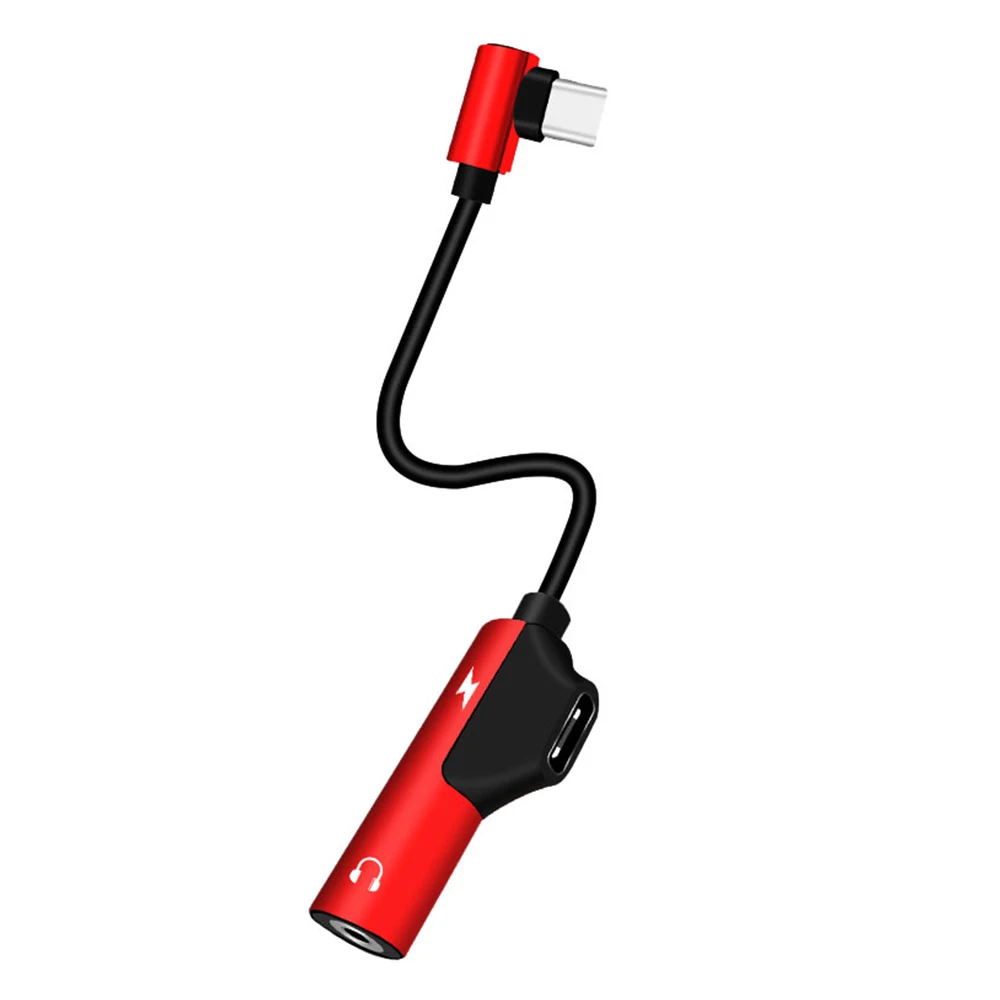 Red Тип C+ 3,5 мм аудио разъем для наушников 2 в 1 USB C адаптер для наушников для вызова музыки быстрое зарядное устройство кабель для интерфейса типа C смартфон - Цвет: Red
