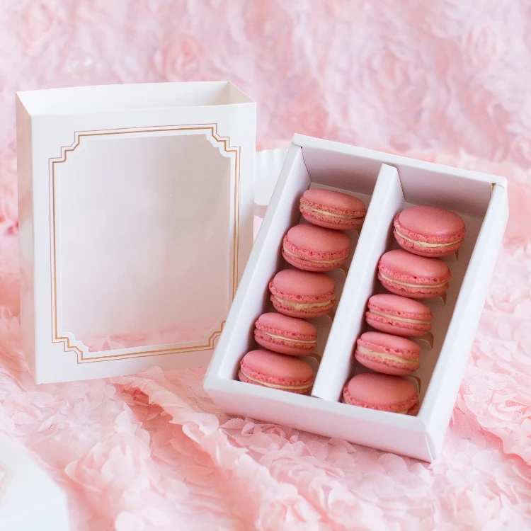 

Free shipping 10 pieces European transparent window decoration macaron dessert cake box macarons packing favors supply gift box