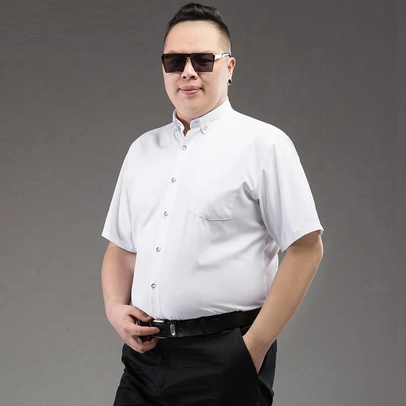 Мужская формальная рубашка 9XL 10XL черная с коротким рукавом большого размера 12XL