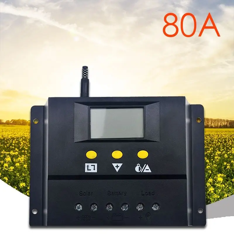 80A за максимальной точкой мощности Солнечный Контроллер заряда 12V/24VDC PWM Батарея