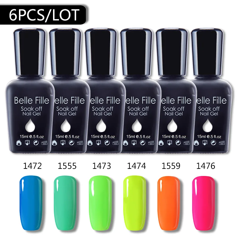 Гель лак для ногтей Belle Fille 15 мл 6 шт./компл. основа полировки Esmalte Semipermanente Prime