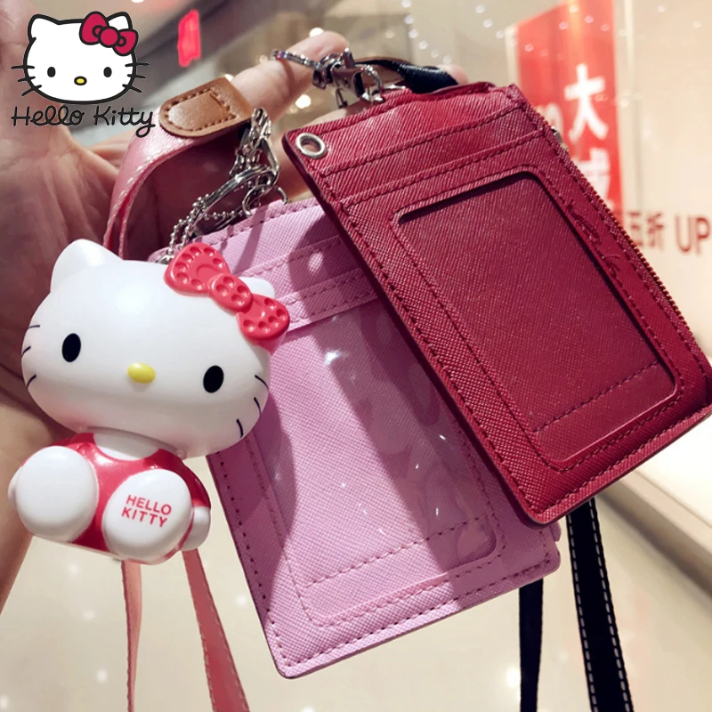 Hello kitty, высокое качество, держатель для бейджа, ID, удобная сумка для монет, держатель для карт, ремешок, посылка, плюшевый Кошелек, Подарочная подвеска