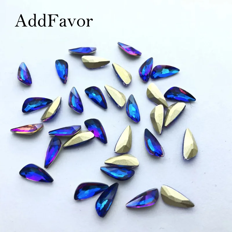 Addfavor 6 шт кристалл AB Стразы Крыло Форма Дизайн ногтей горный хрусталь блеск 3D