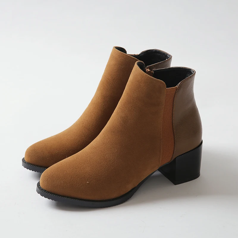 2018 г. сезон весна Цвет черный серый удобные женские ботильоны из замши высокого