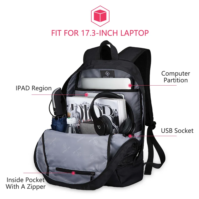 HKBackpack usb ladekabel для мужчин Mochila камуфляжная черная Большая вместительная сумка