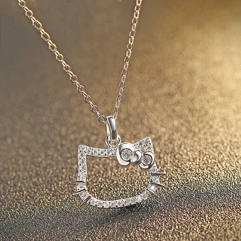 Новые подлинные серебро 925 световой Ясно кристалл милый кот регулируемая