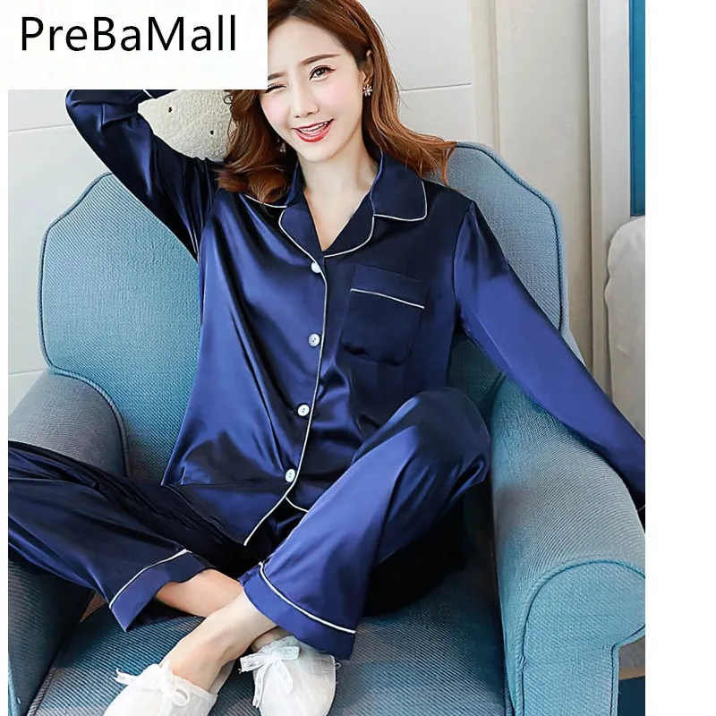 Женские пижамы пижамный комплект пижама с длинными рукавами Pijama шелковые костюм