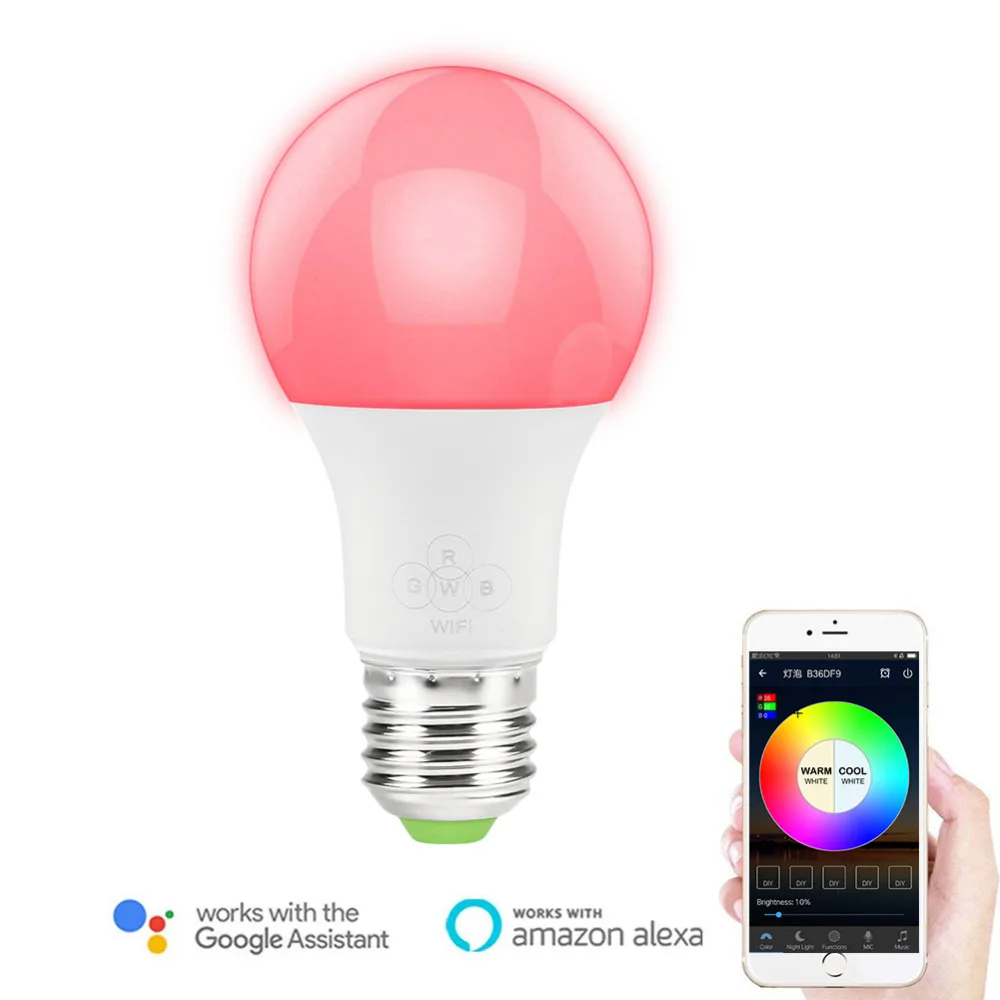 Умная Светодиодная лампа с регулируемой яркостью RGB свет WiFi приложение для