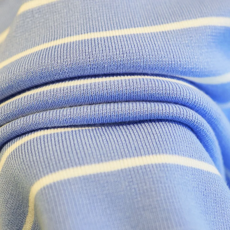 

Summer temperament fashion five-point sleeve women's slim ice silk knit thin stretch striped T-shirt JQ928